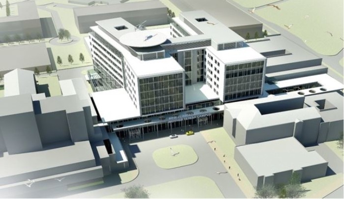 Фрагмент од визуелизацијата на новиот Клинички центар чија реализација ја блокираше ВМРО-ДПМНЕ