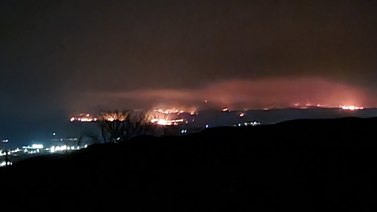 Линијата на пожарот од с.Немањци кон Свети Николе и Штип, гледано од височините на Богословец