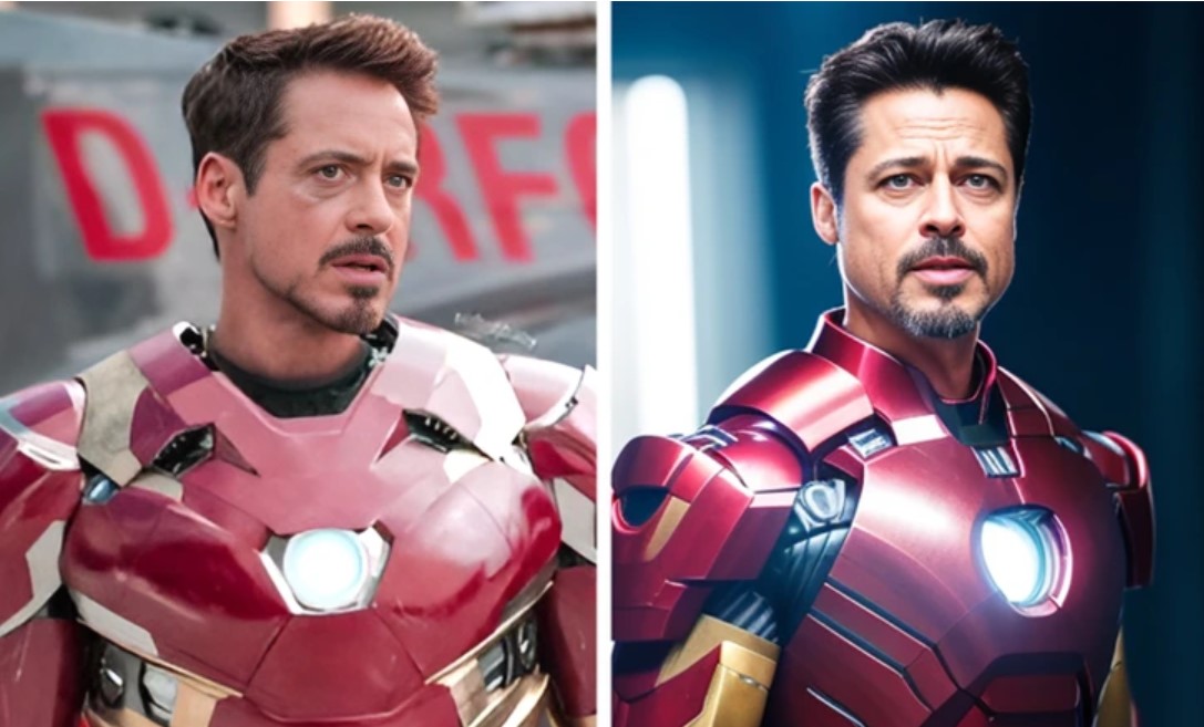 Бред Пит како Тони Старк моделиран со вештачка интелигенција